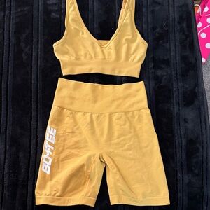 Bo+Tee Yellow Sports Bra and Shorts Set